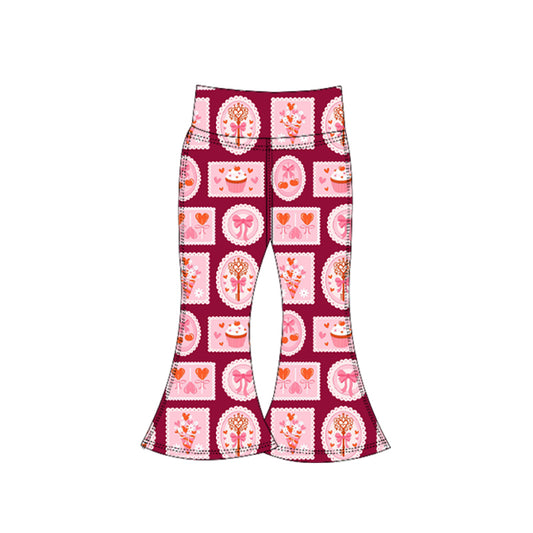 preorder P0957 Yoga Valentine's Day Heart Bows Cake Girls Pants
