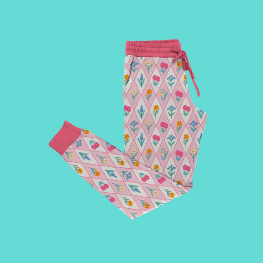 preorder P0966 Flowers Pink Adult Women Pants