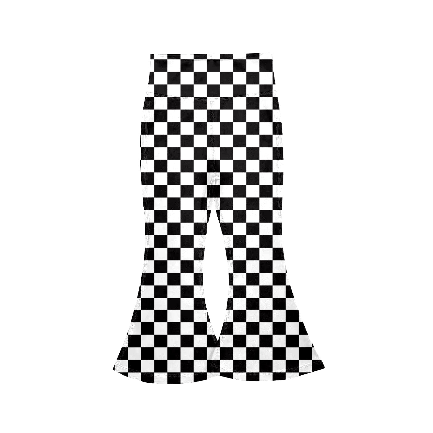preorder P1023 Yoga Black Checkered Girls Pants
