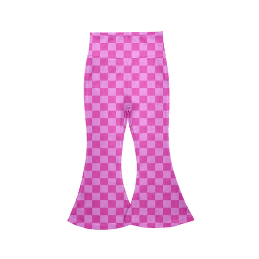 preorder P1024 Yoga Hot Pink Checkered Girls Pants