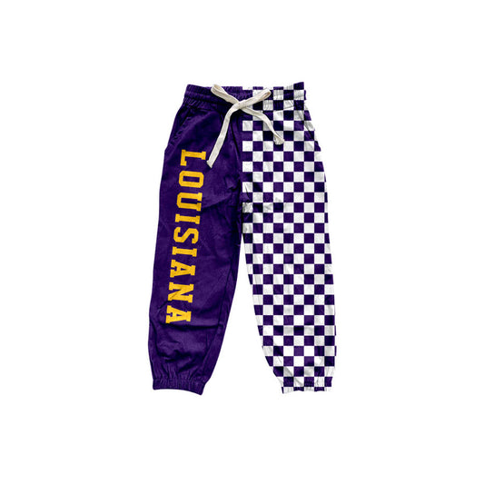 preorder P1061 LOUISIANA Purple Checkered Boys Pants