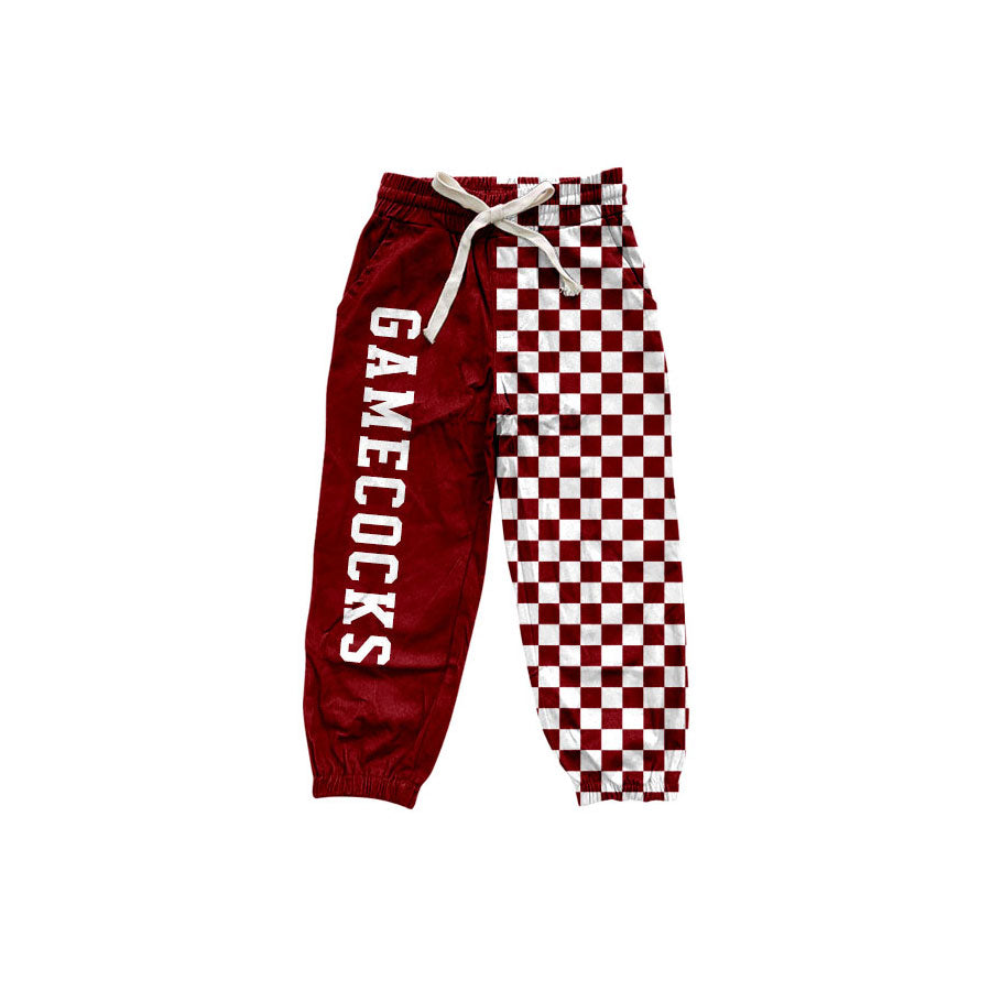 preorder P1064 GAMECOCKS Maroon Checkered Boys Pants
