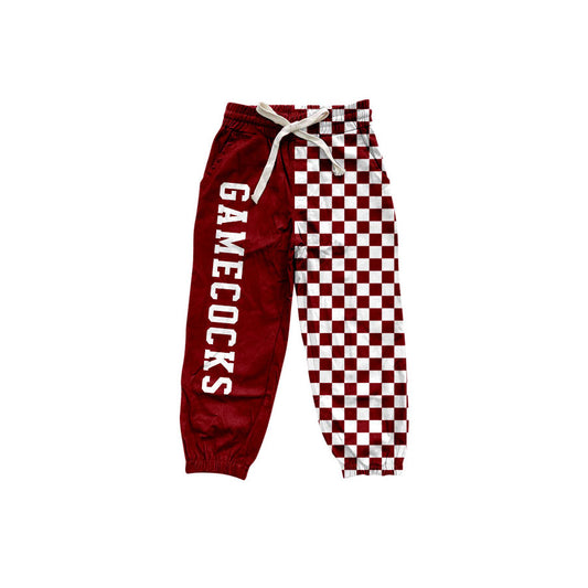 preorder P1064 GAMECOCKS Maroon Checkered Boys Pants
