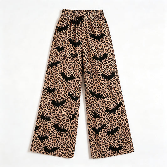 preorder P1129 Halloween Leopard Bat Adult Women Pants