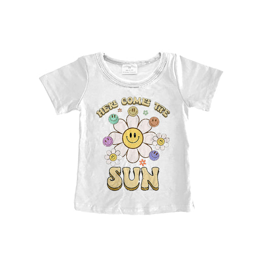 custom Here Come The Sun White Short Sleeve Girls T-shirt