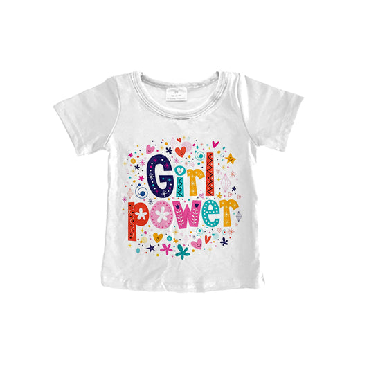 custom Girl Power White Short Sleeve Girls T-shirt