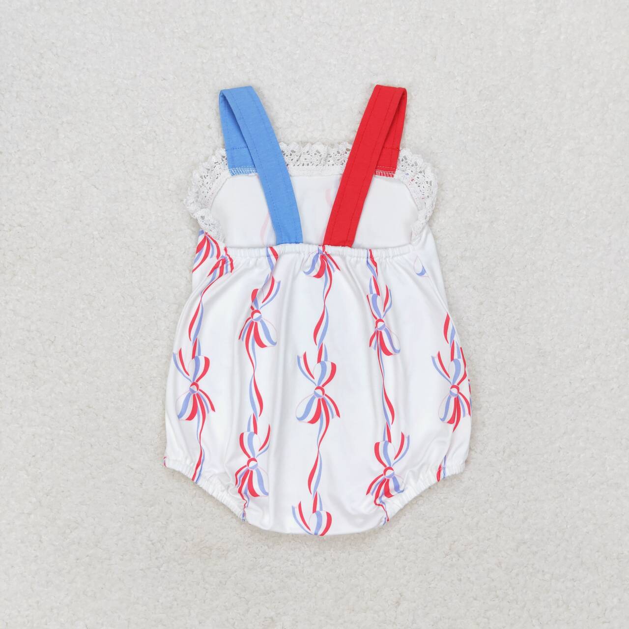 SR1599 July 4th red blue bows sleeveless girls romper