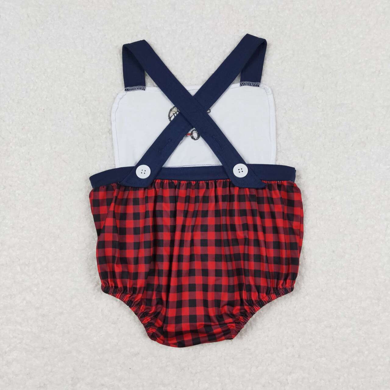 SR0753 Football Basketball Baseball Red Checkered Sleeveless Boys Romper