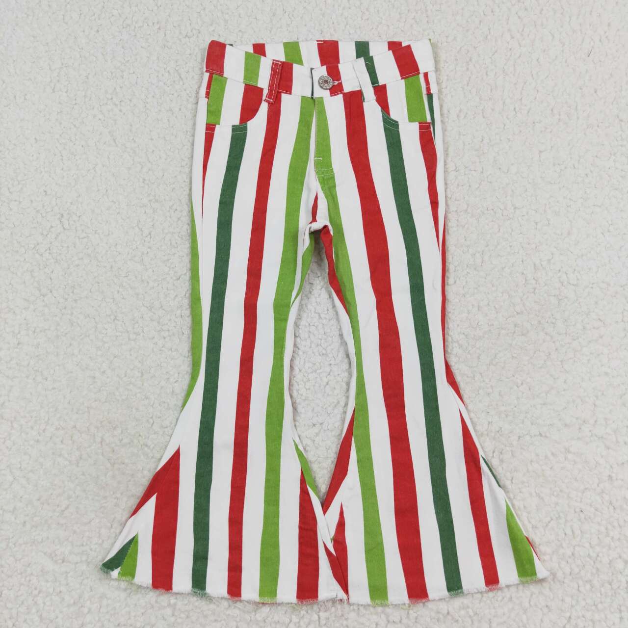 P0484 Christmas colorful striped denim pants girls jeans