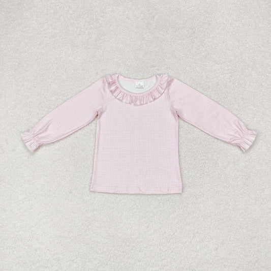 GT0626 pink checkered long sleeve girls top