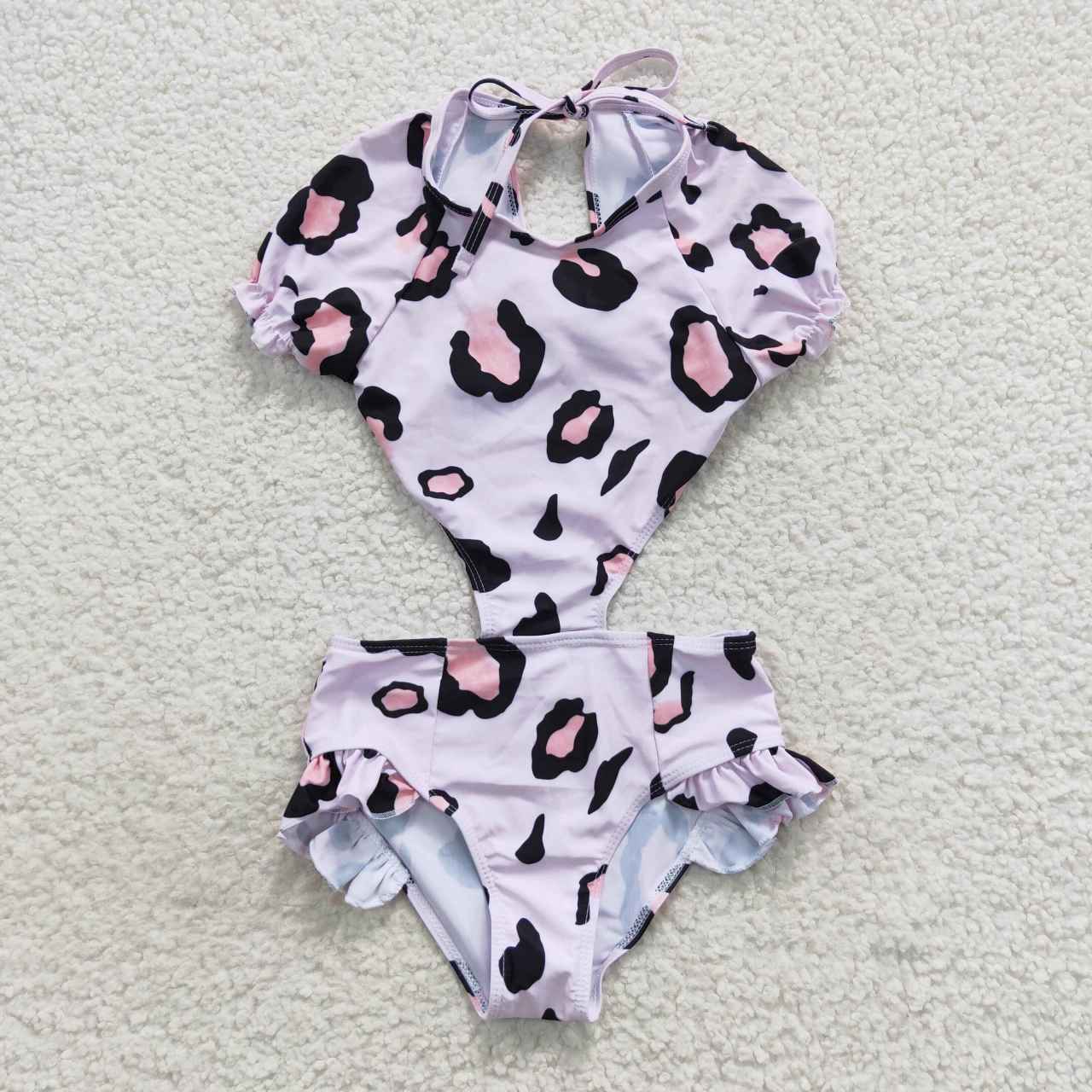 S0152  Pink leopard girls swimsuits