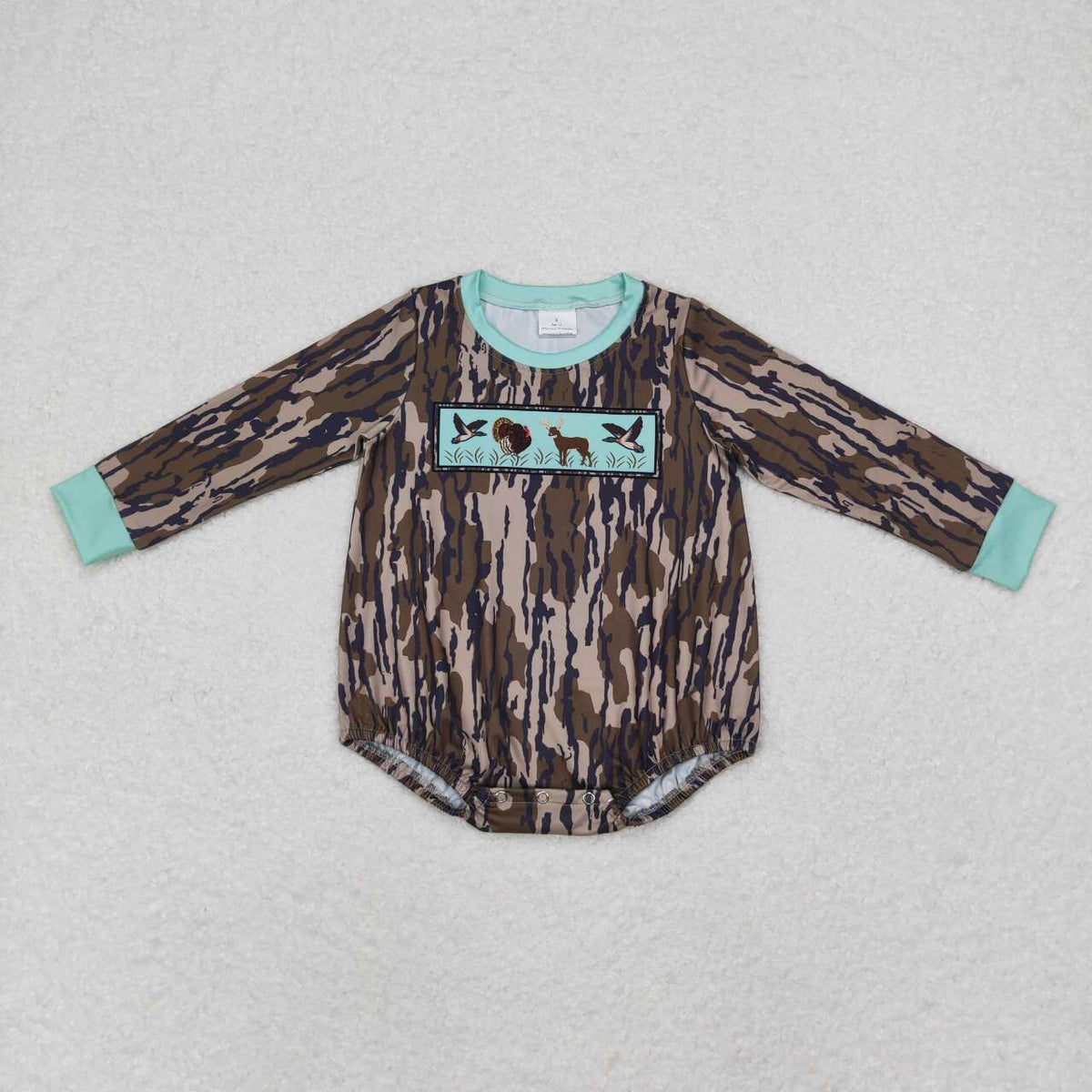 LR1576 Hunting deer mallard long sleeve boys romper