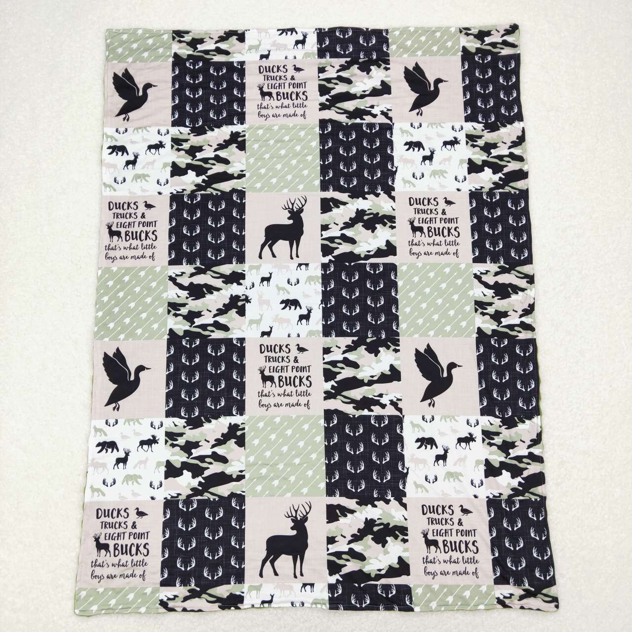 BL0071 Hunt duck deer green baby blanket