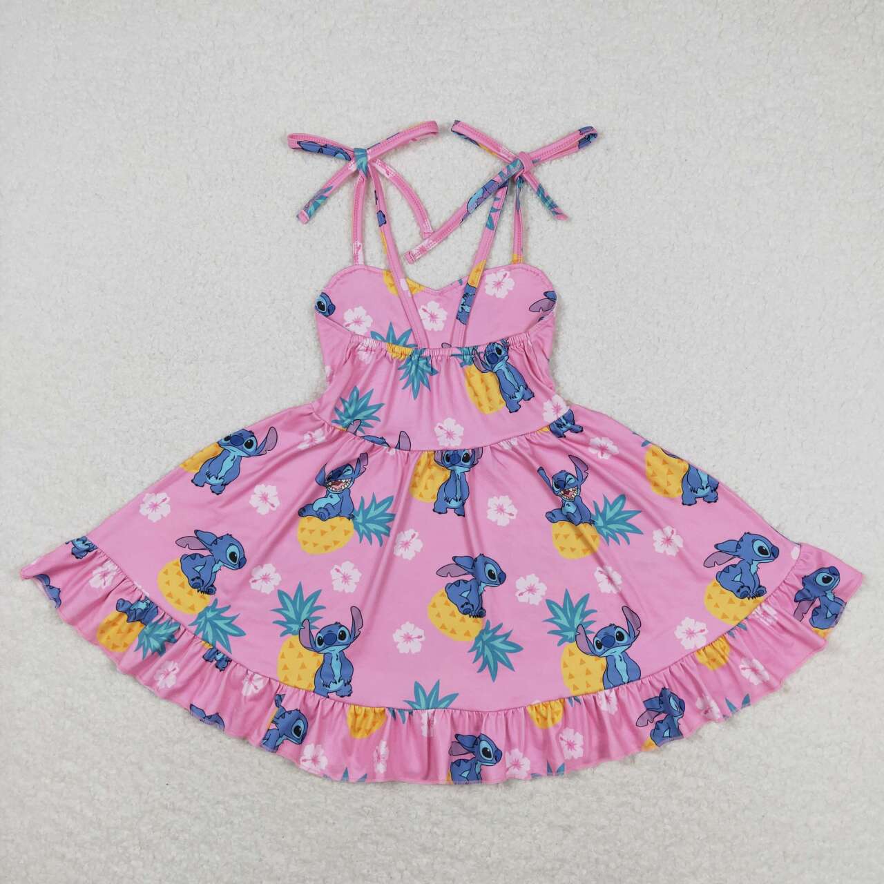 GSD1080 cartoon cute dog blue animals pineapple hot pink girls dress