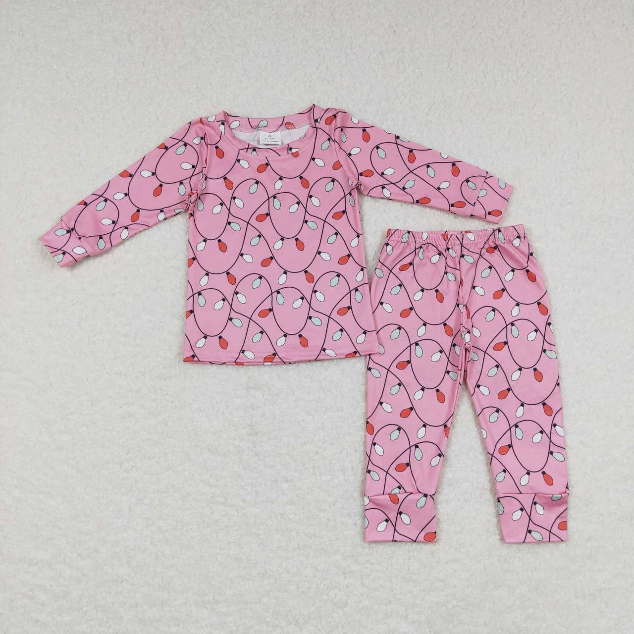 GLP0888 Christmas light pink long sleeve pants girls pajamas