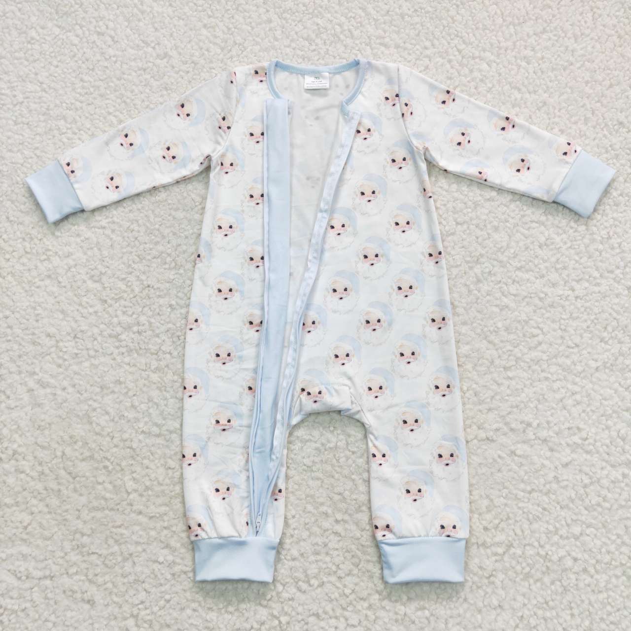 USA SHOP LR0585 Christmas Santa Claus blue long sleeve boys romper