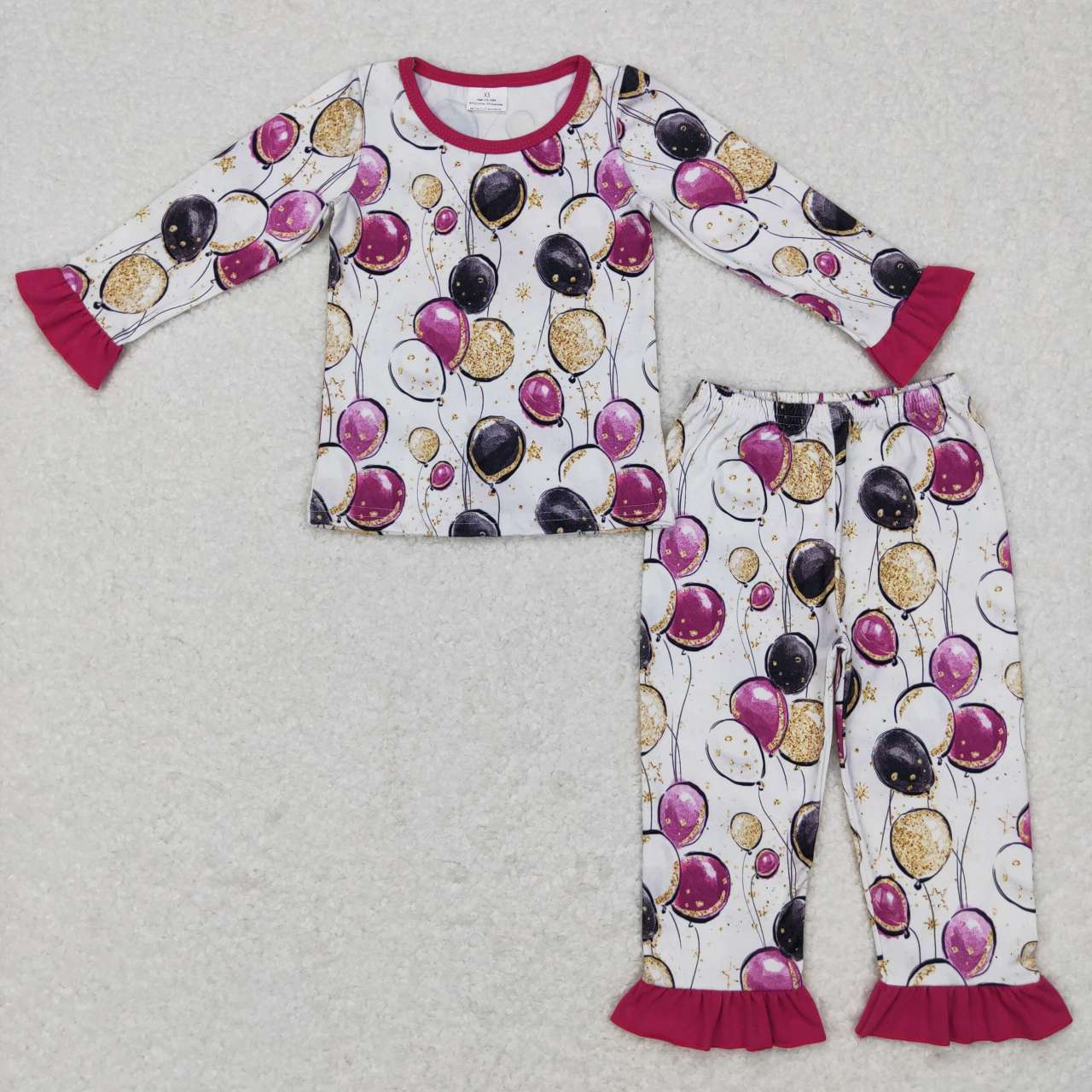 GLP0819 Happy new year balloon long sleeve girls pajamas