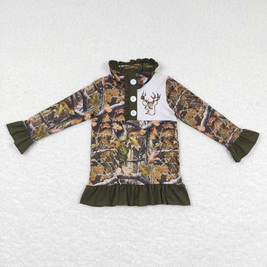 GT0311 Hunt camo tree branch deer long sleeve girls top