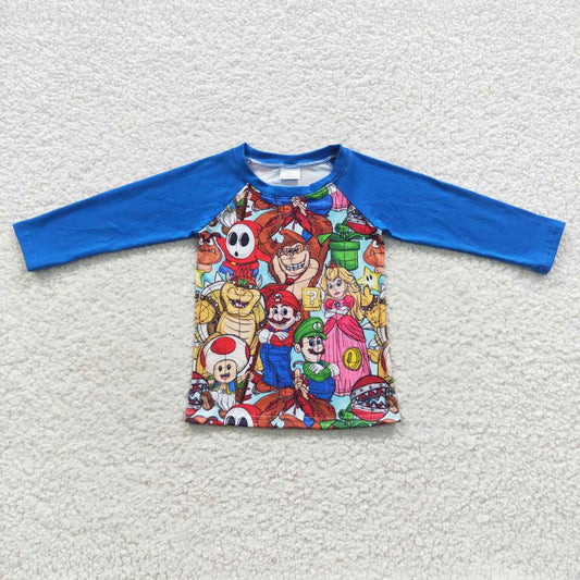 BT0264 Cartoon Blue Long Sleeve Boys Top