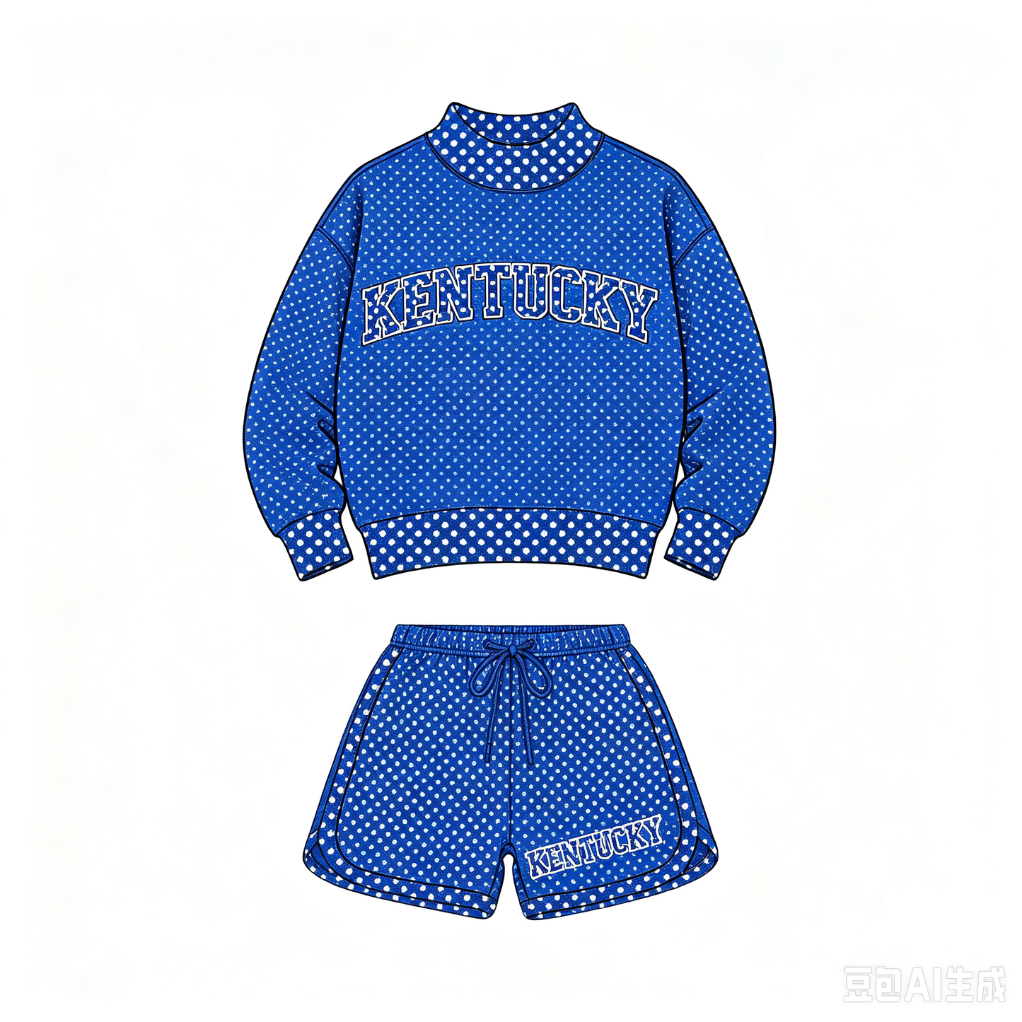 Custom Moq 5 KENTUCKY Blue Dot Long Sleeve Shorts Girls Set