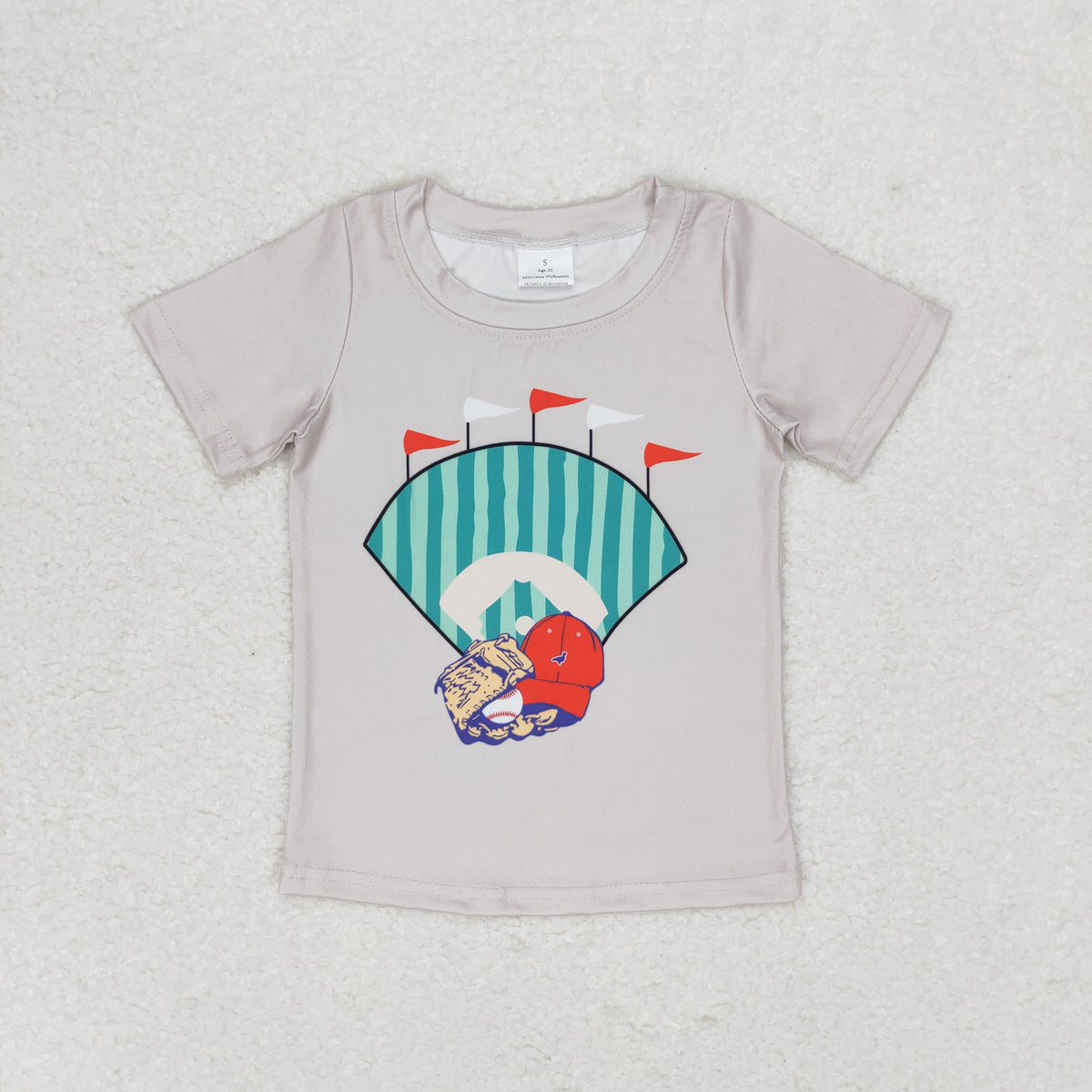 BT0629 baseball khaki short sleeve boys top
