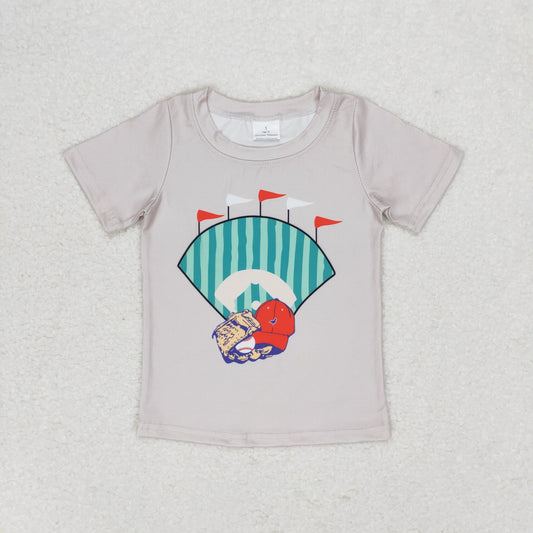 BT0629 baseball khaki short sleeve boys top