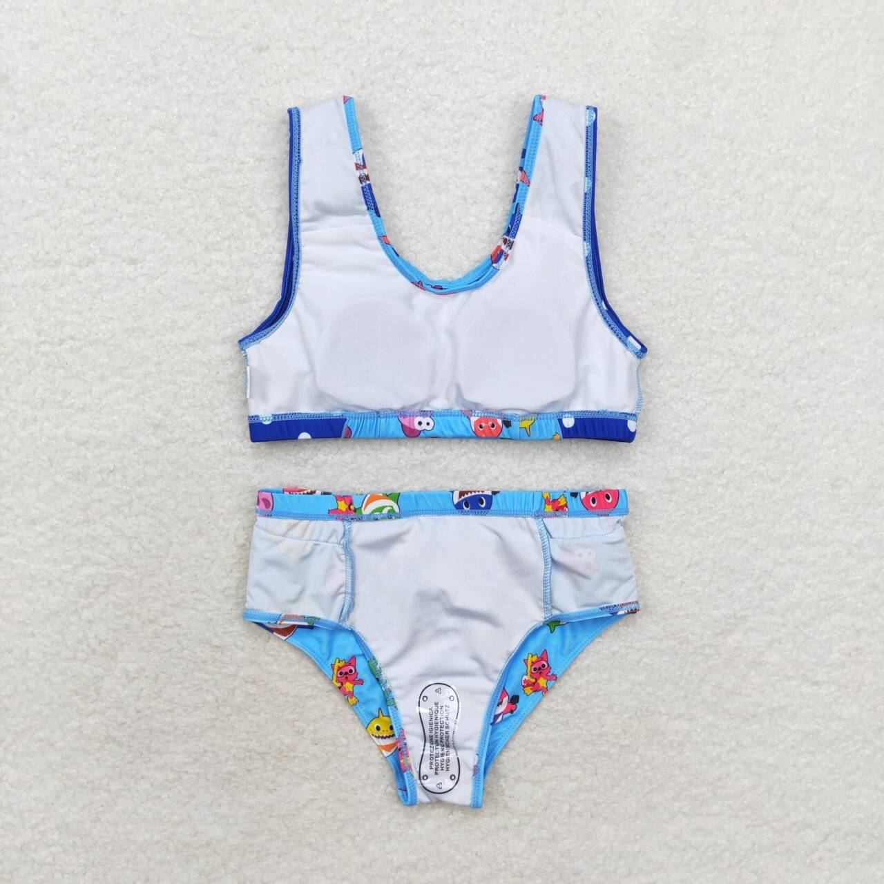 S0280 baby shark blue sleeveless girls swimsuits