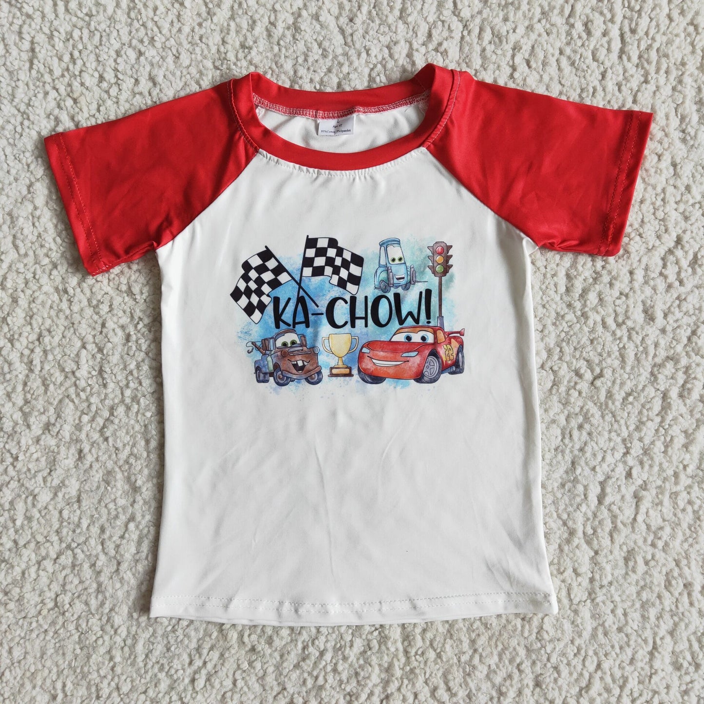 Boys  Car Shirt Red Raglan Sleeve T-shirts