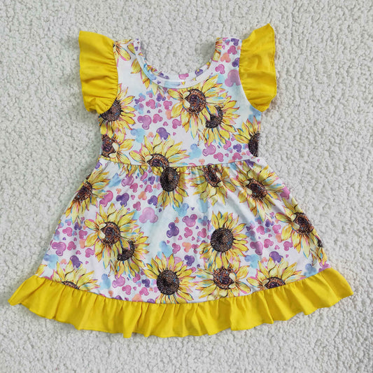 GSD0071 Sunflower Flutter Sleeve Dress