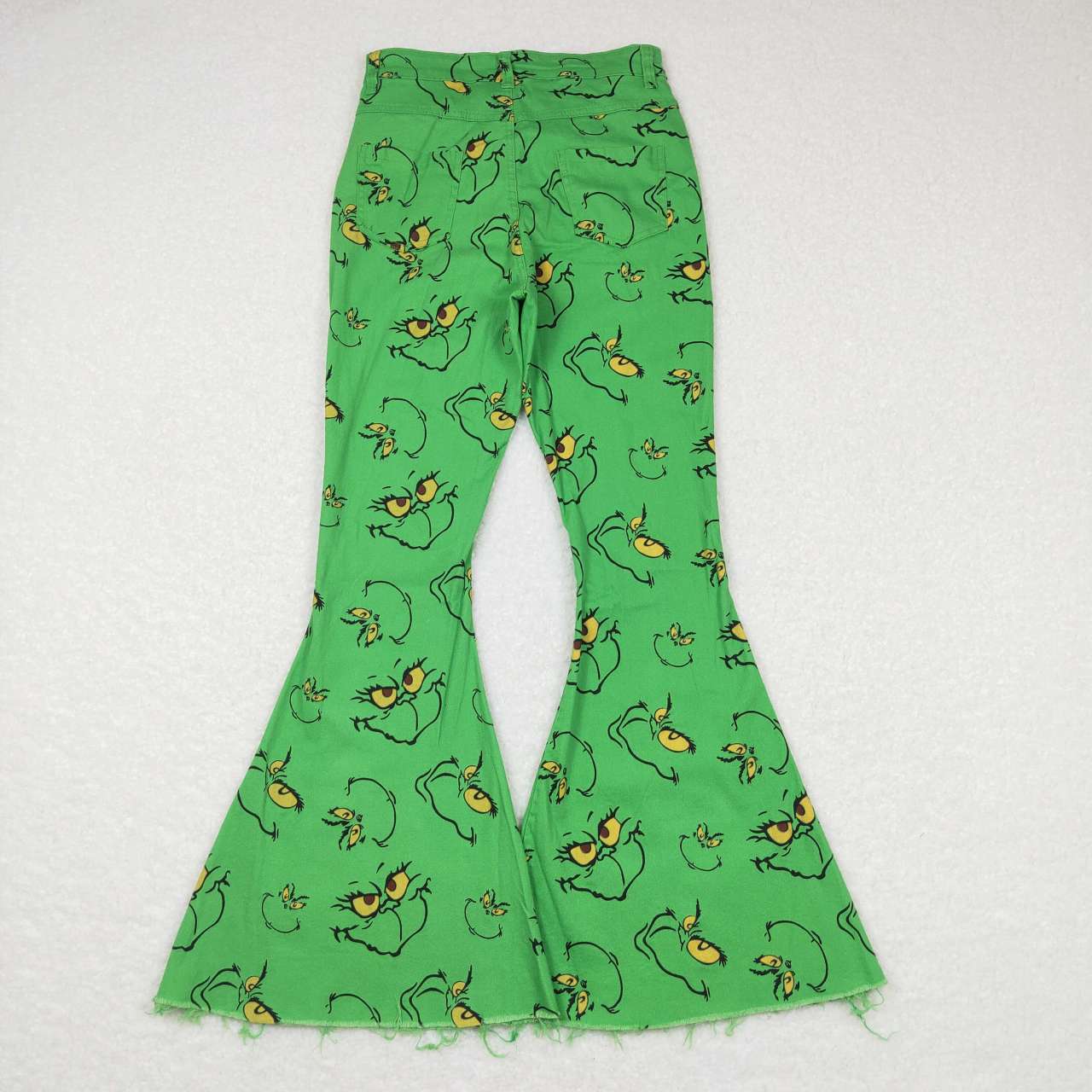 P0323 Christmas green face adult denim pants