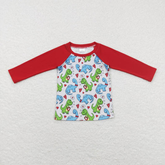 BT0471 Valentine's Day dinosaur heart long sleeve boys top