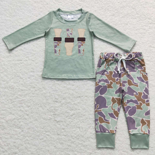 BLP0367 Duck call camo long sleeve boys set