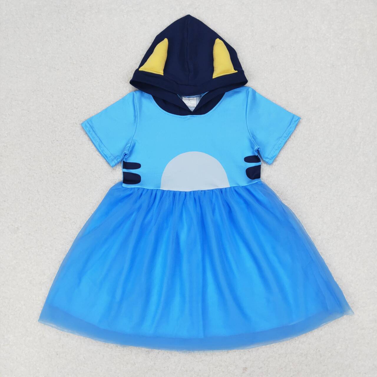 GSD0997 cartoon blue dog short sleeve girls hoodie dress