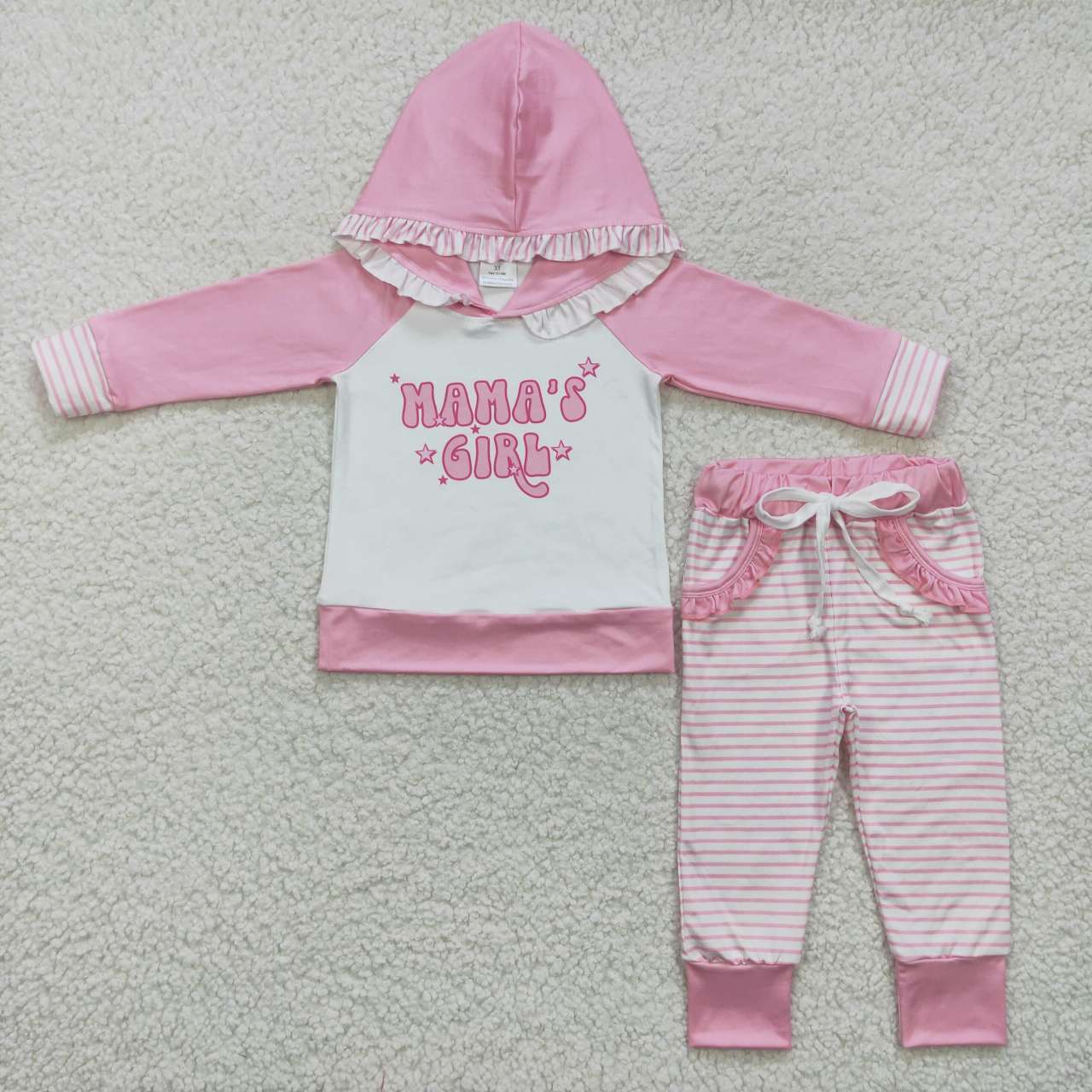 GLP0802 Mamas girls pink hoodie girls set