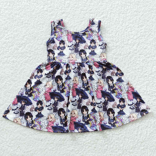 GSD0335 Wed Sleeveless Cartoon Purple Baby Girls Dress