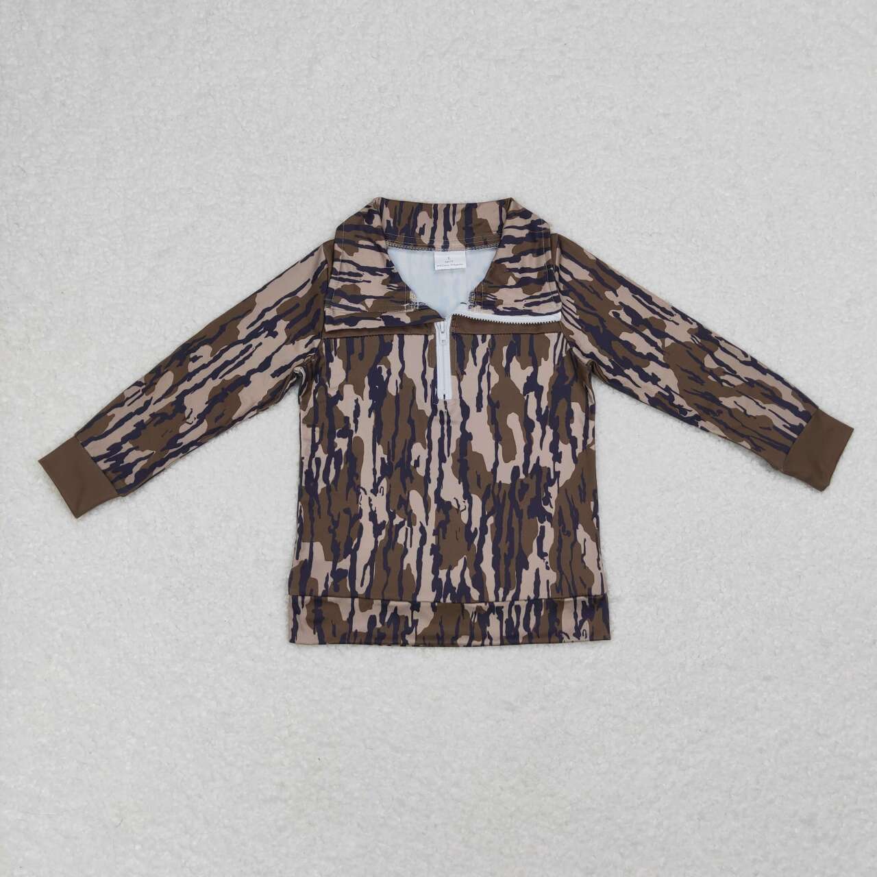 BT0811 dark green camo long sleeve boys pullover