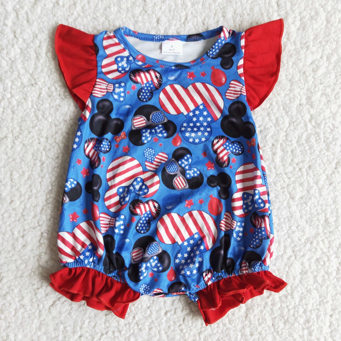 4th Of July Sleeveless Girls Romper