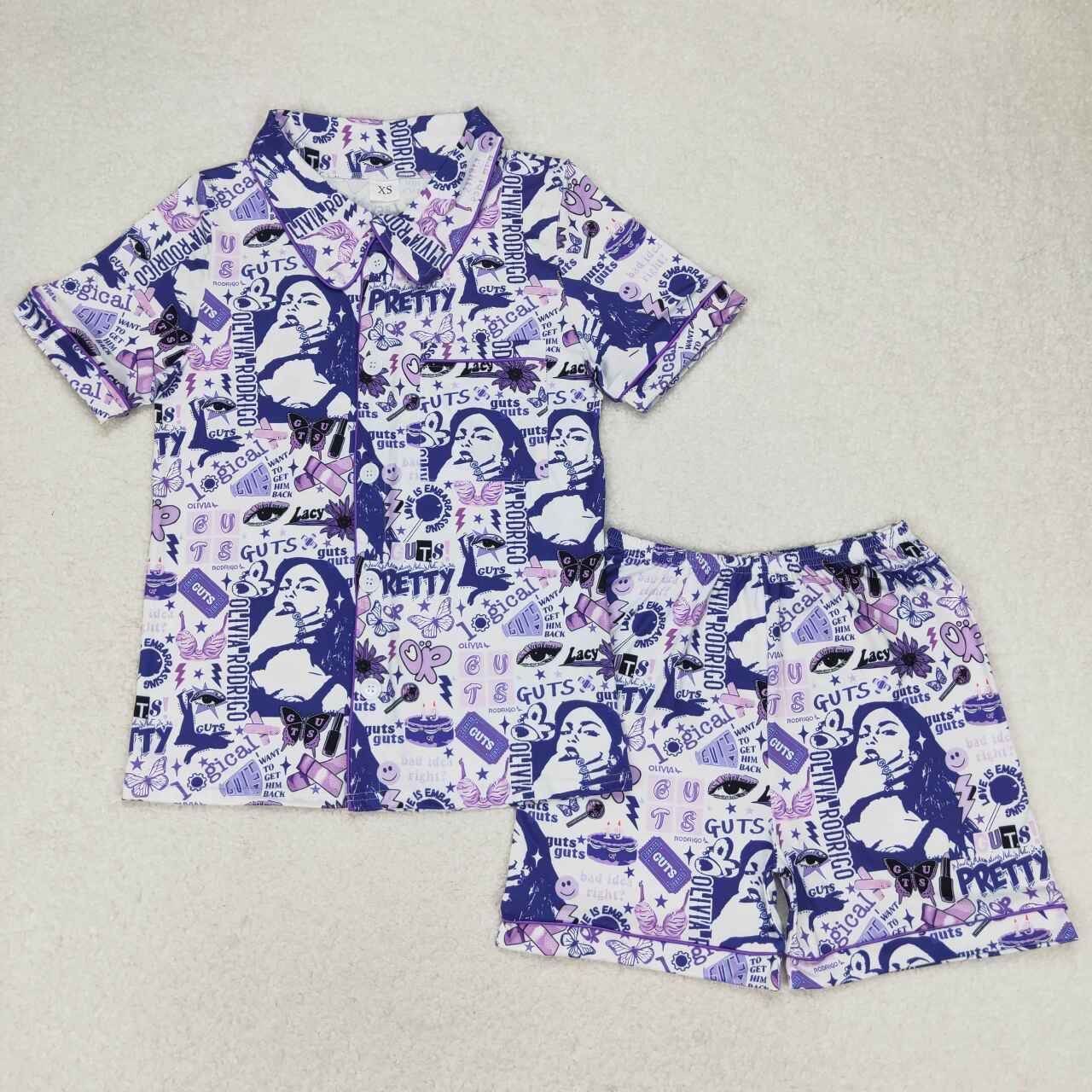 GSSO0987 pop singer butterfly purple short sleeve shorts adult set