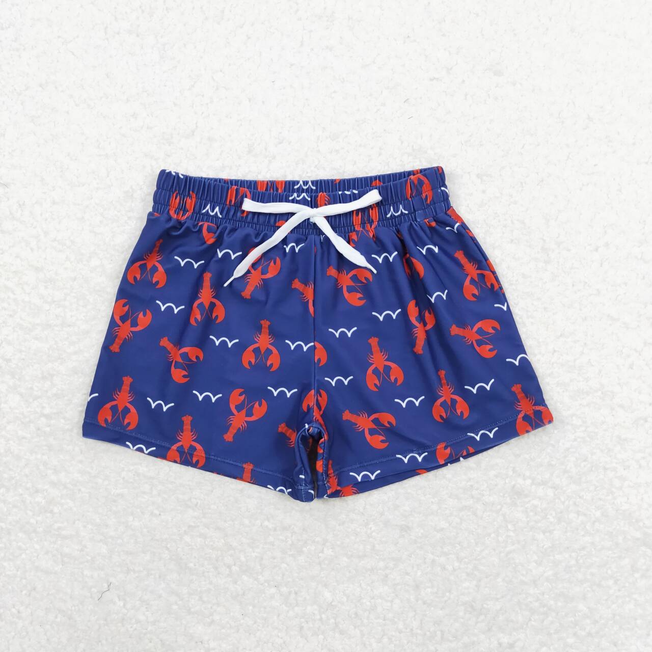 S0270 red crayfish navy blue boys swimming trunk