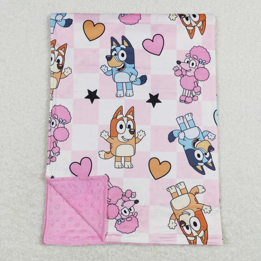 BL0114 Valentine's Day Cartoon Dog Pink Baby Blanket