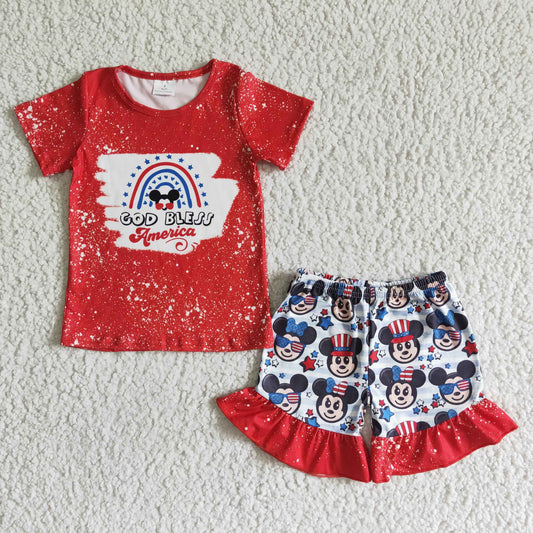 GSSO0065 Red Bleach 4th Of July Cartoon Kids Set