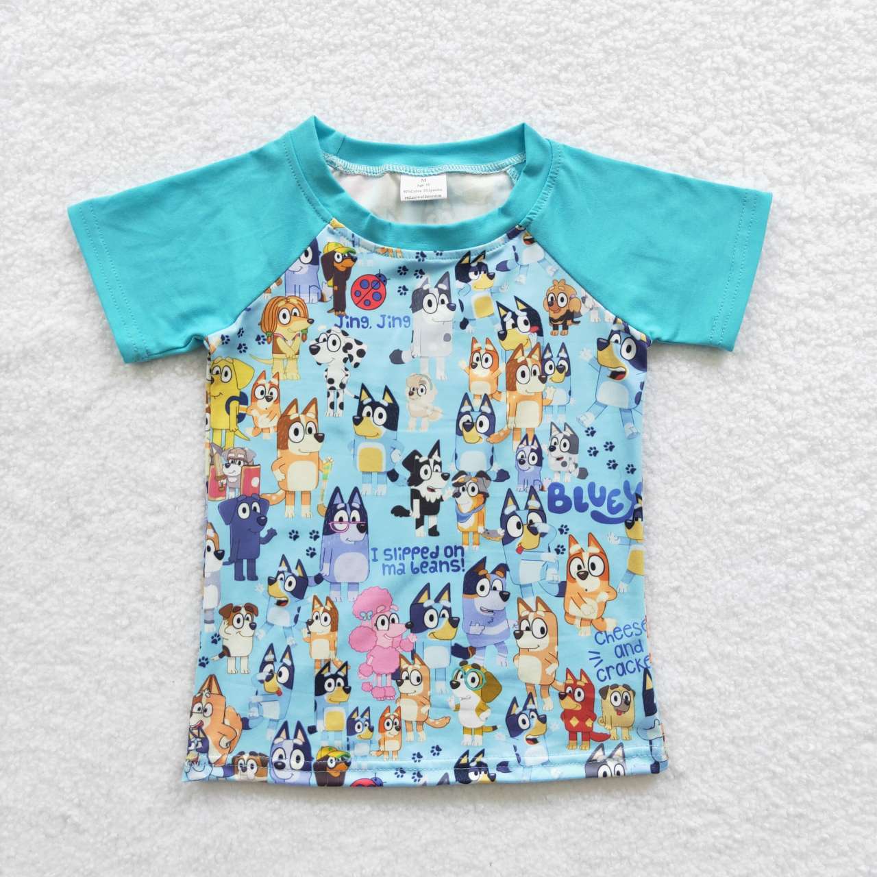 B8-22 Blue & yellow Dog Boys Summer Short Top