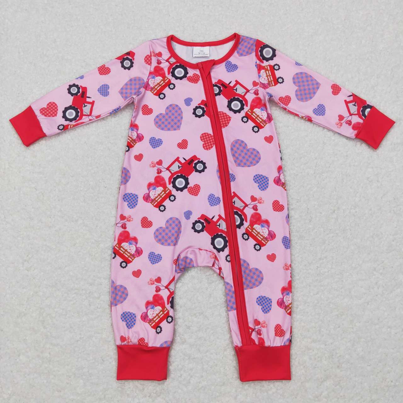 LR0774 Valentine's Day balloon heart red long sleeve girls romper