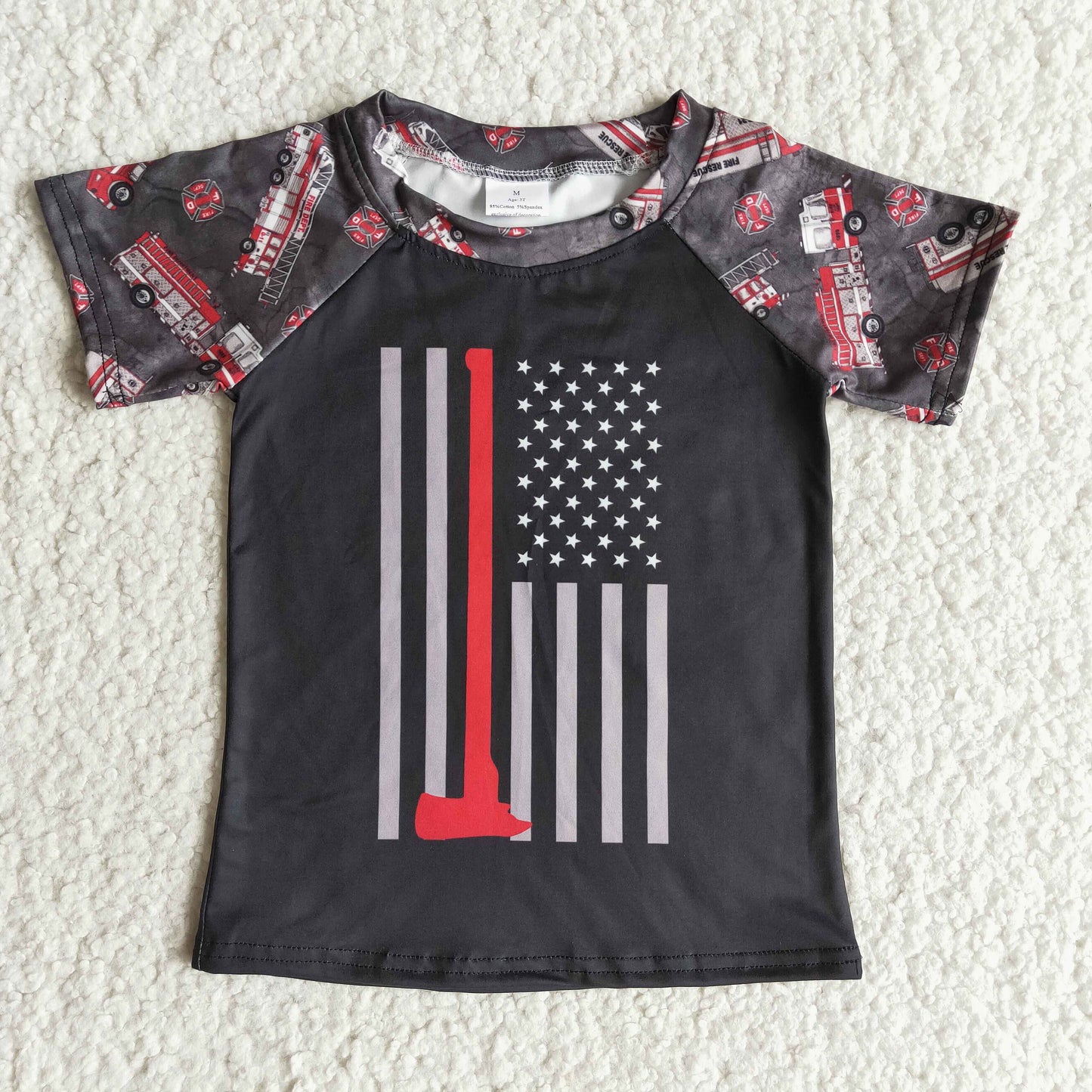 Boys Fire Fighting Truck Casual T-shirts