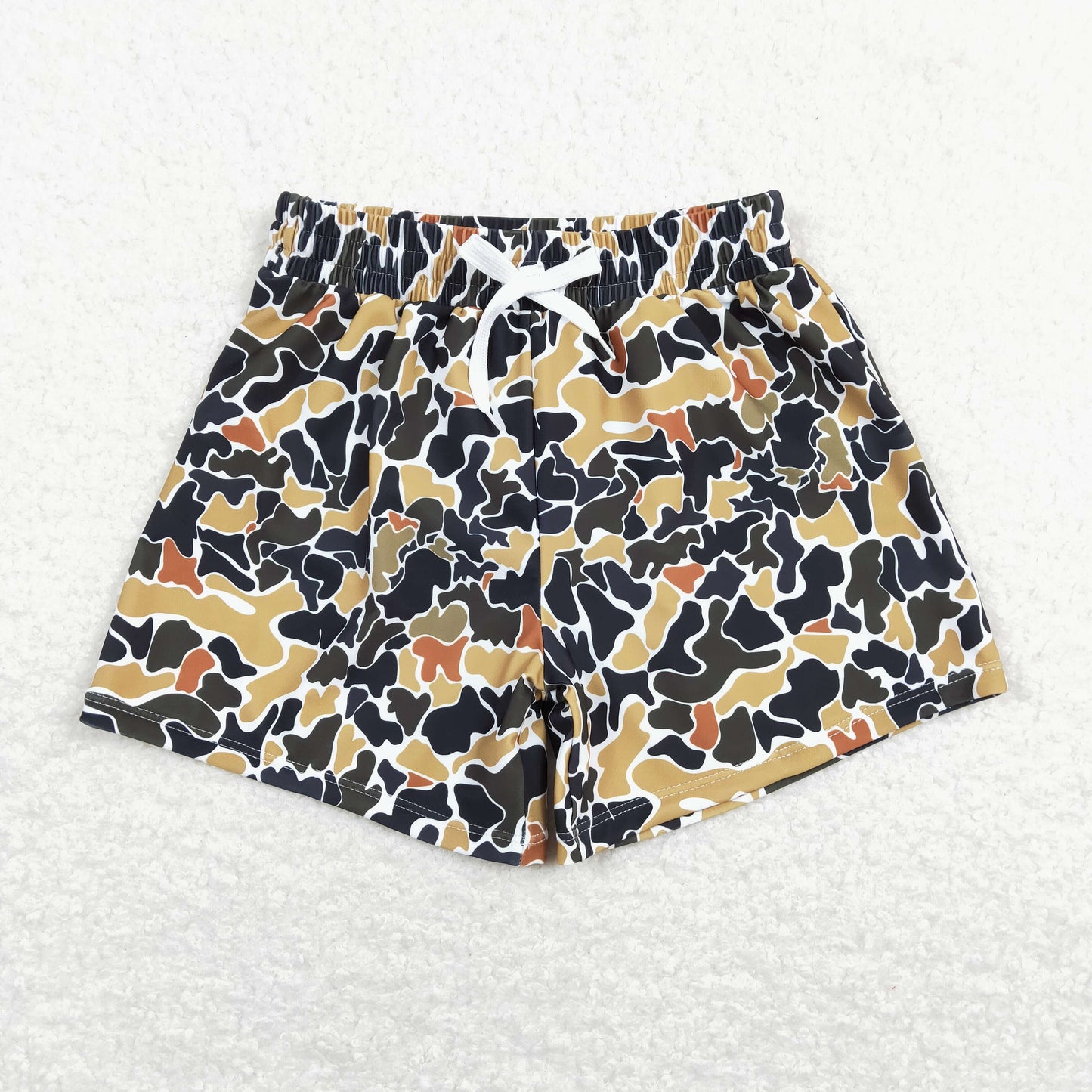 S0235 Brown camo boys swimming trunk