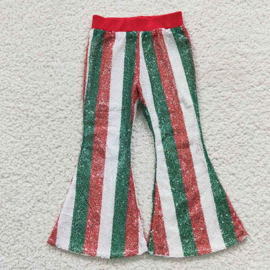 P0199 Christmas Red & Green Striped Girls Pants