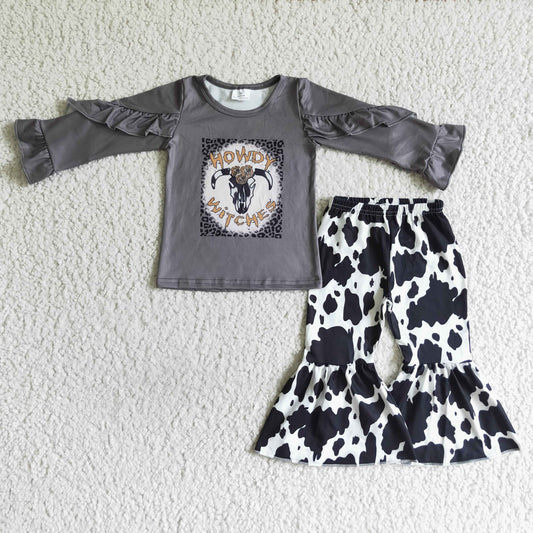 GLP0102 Cow Print Howdy Witches Girls Outfits