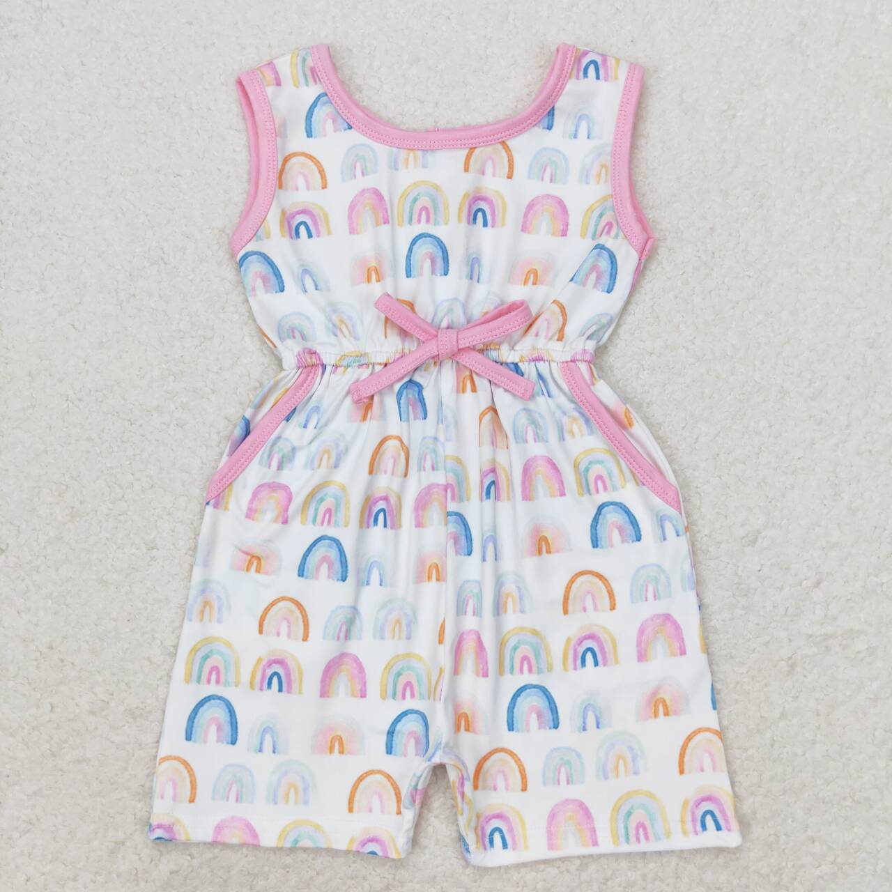 SR1600 colorful rainbow pink sleeveless girls jumpsuits