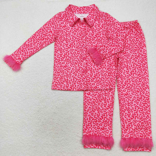 GLP1261 hot pink leopard long sleeve pants adult pajamas