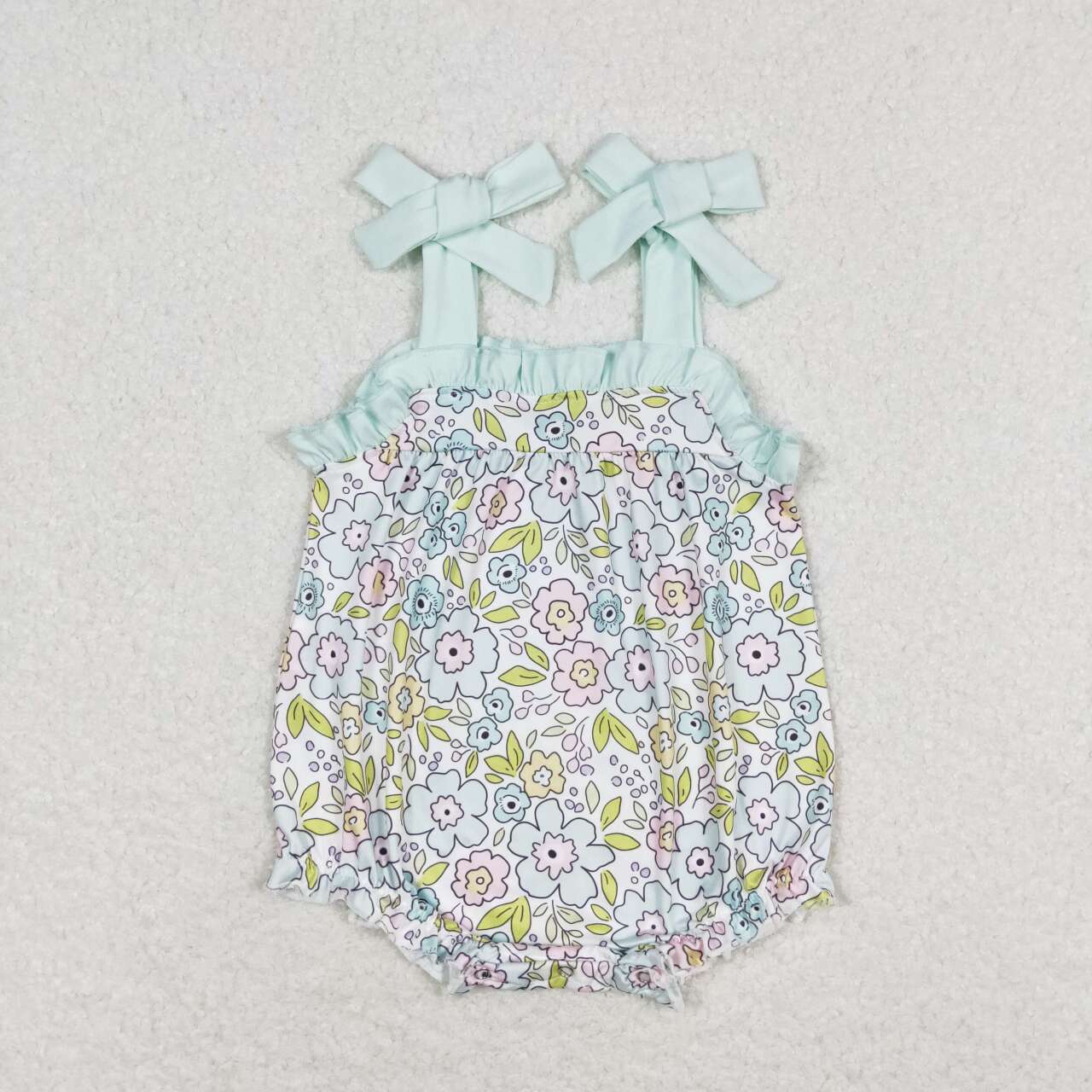 SR1456 flowers sky blue girls romper